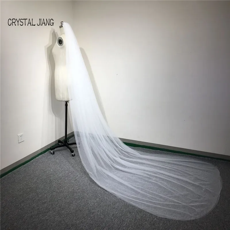 

CRYSTAL JIANG 2 Layers Soft Tulle 3 Meters Long with Comb White / Ivory /Beige Elegant Bridal Cheap Wedding Veils In Stock
