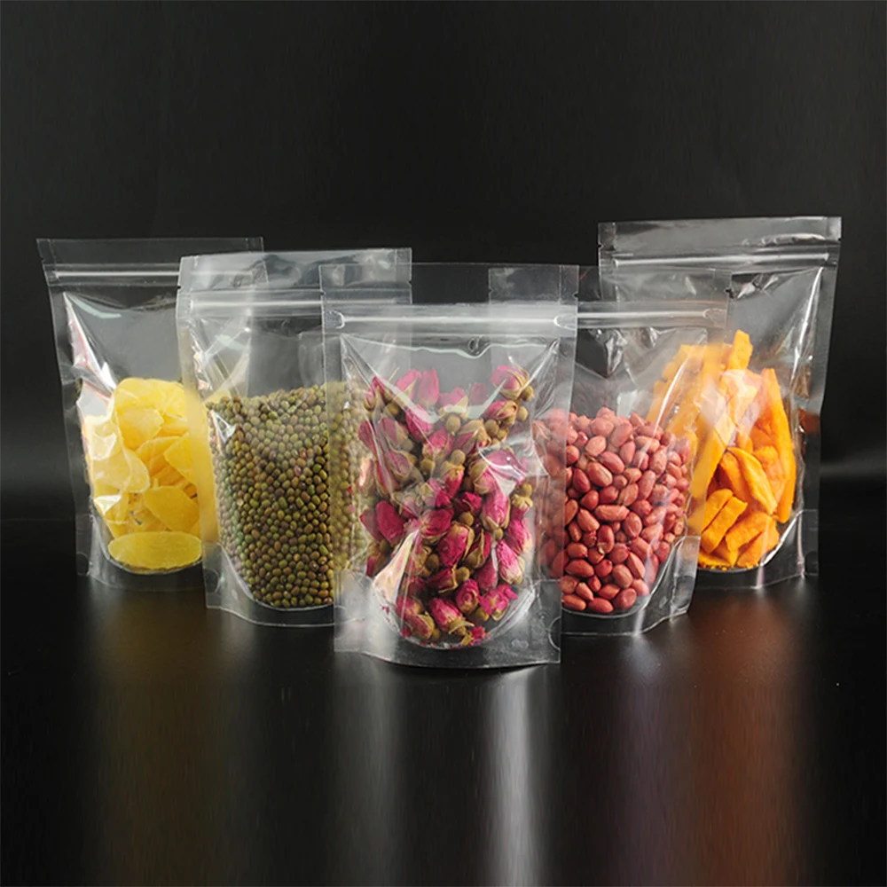 Transparent Plastic Zip Lock Bag, Plastic Stand Up Pouch, Resealable Bags, with Handle, Clear, 30x35x0.08cm Plastic Clear