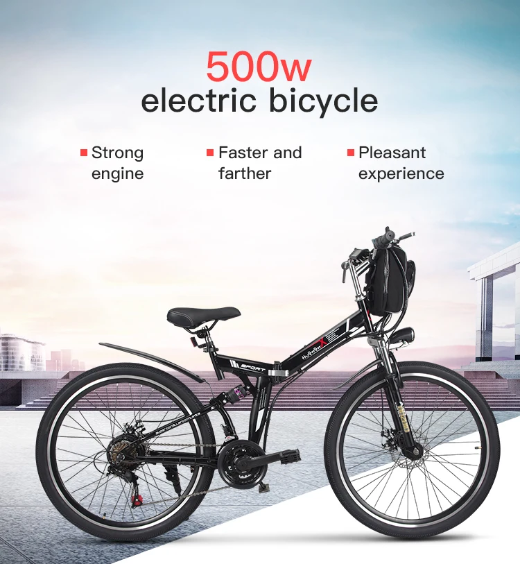 Clearance 26inch electric mountian bicycle 48V lithium battery 500w motor 40km/h off-road  Soft tail ebike fold electic mountian bike 1