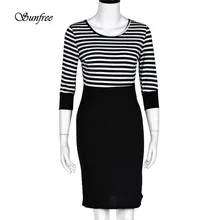 Sunfree 2017 Heißer Verkauf Frauen Dame Schlank Striped Bodycon Party Cocktail Clubwear Bleistift Kleid Nagelneue qualität Dezember 13