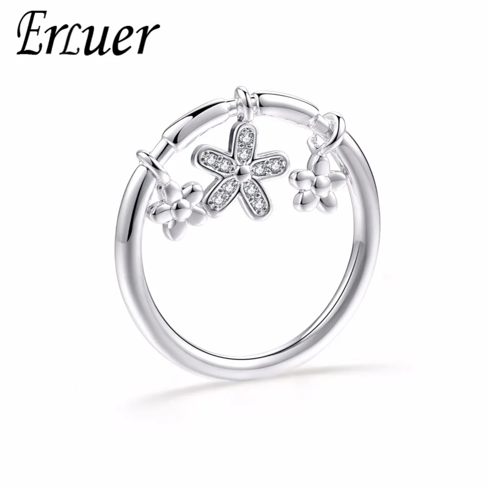 Erluer Fashion Rings For Women Classic Silver Color Charm Wedding Ring