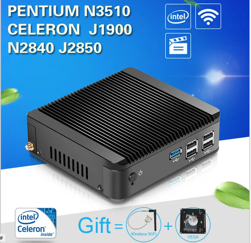 Мини ПК настольный компьютер офисный Celeron J1850 J1900 N2930 N2840 N2940 CPU htpc tv box игровой