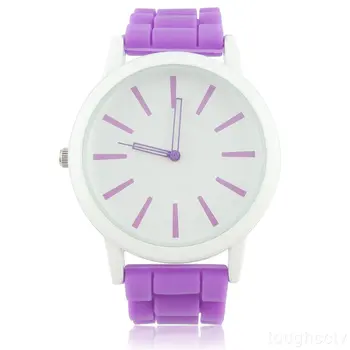 

YCYS!Ladies Watch Classic Gel Silicone Jelly watch (Purple + White Face)