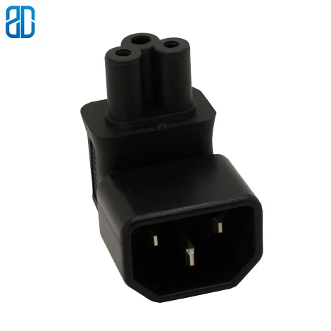 

C14-C5 IEC 320 C14 to C5 Right Angle AC Adapter, IEC 3Pole Male to C5 Mickey Mouse 90Degree Angle AC Converter,