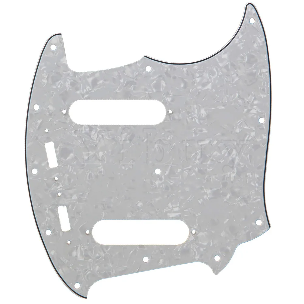 

Yibuy 20 Hole White Pearl Color 4ply Guitar Pickguard for Mustang Guitar