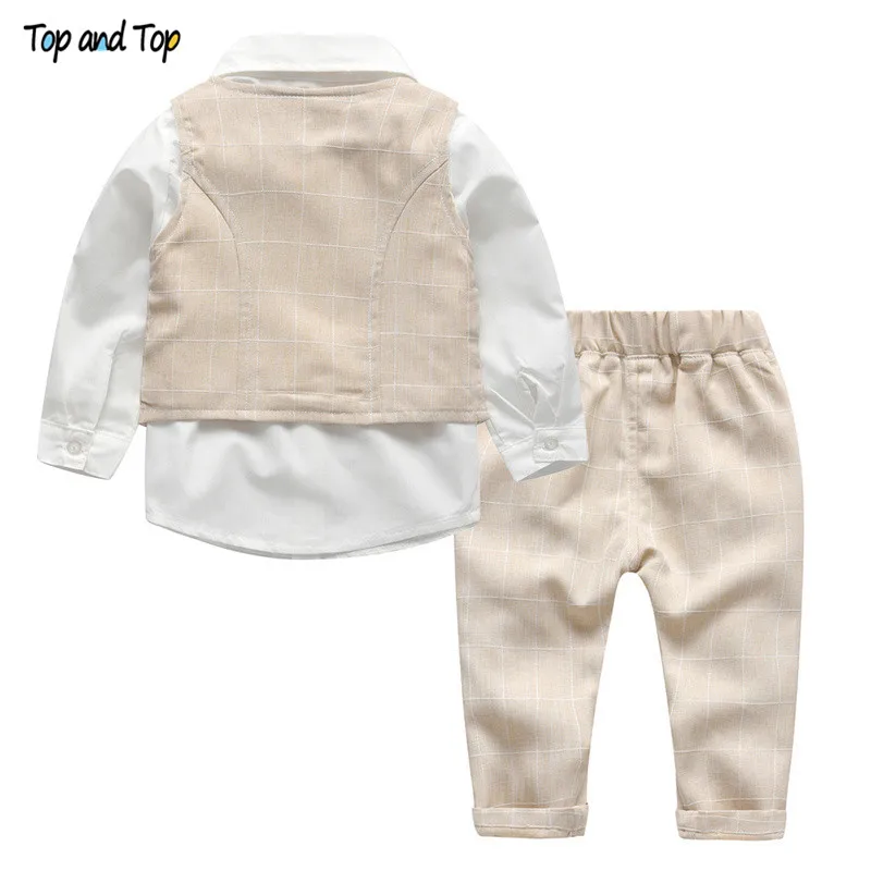 Autumn Infant Clothing Set Kids Baby Boy Suit Gentleman Wedding Formal Vest Tie Shirt Pant 4Pcs Clothes Sets kids clothes