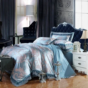 Высокое качество жаккард постельные принадлежности королева очень большой кружева вниз одеяло покрывало шелк и хлопок постельное белье - Цвет: 21