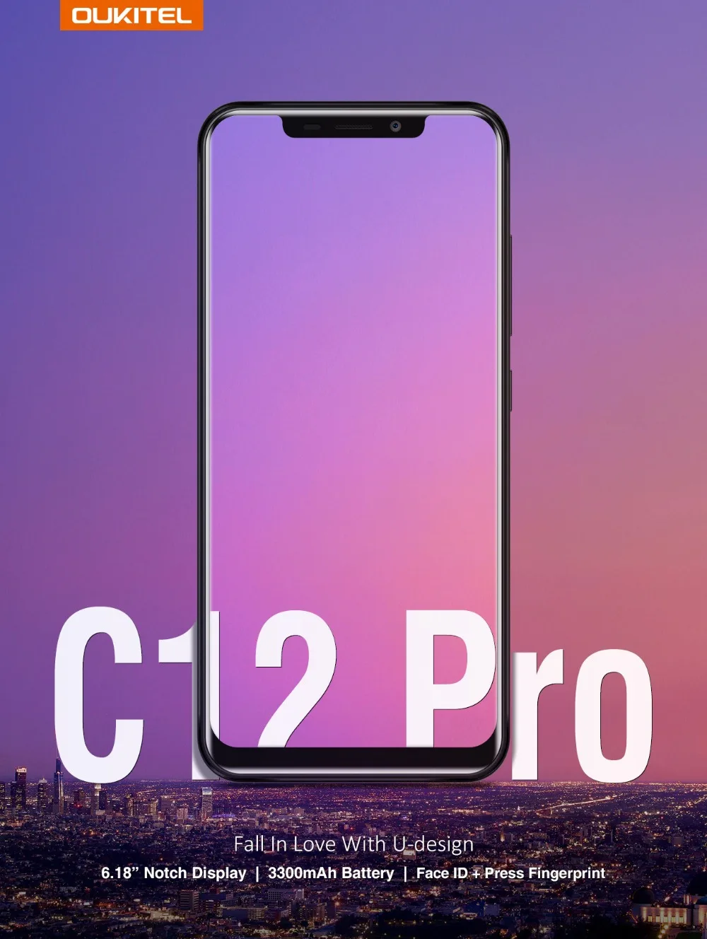 Oukitel C12 Pro 4G 6,18 "19:9 Android 8,1 Face ID 2 Гб ОЗУ 16 Гб ПЗУ 3300 мАч мобильный телефон MT6739 четырехъядерный смартфон с отпечатком пальца