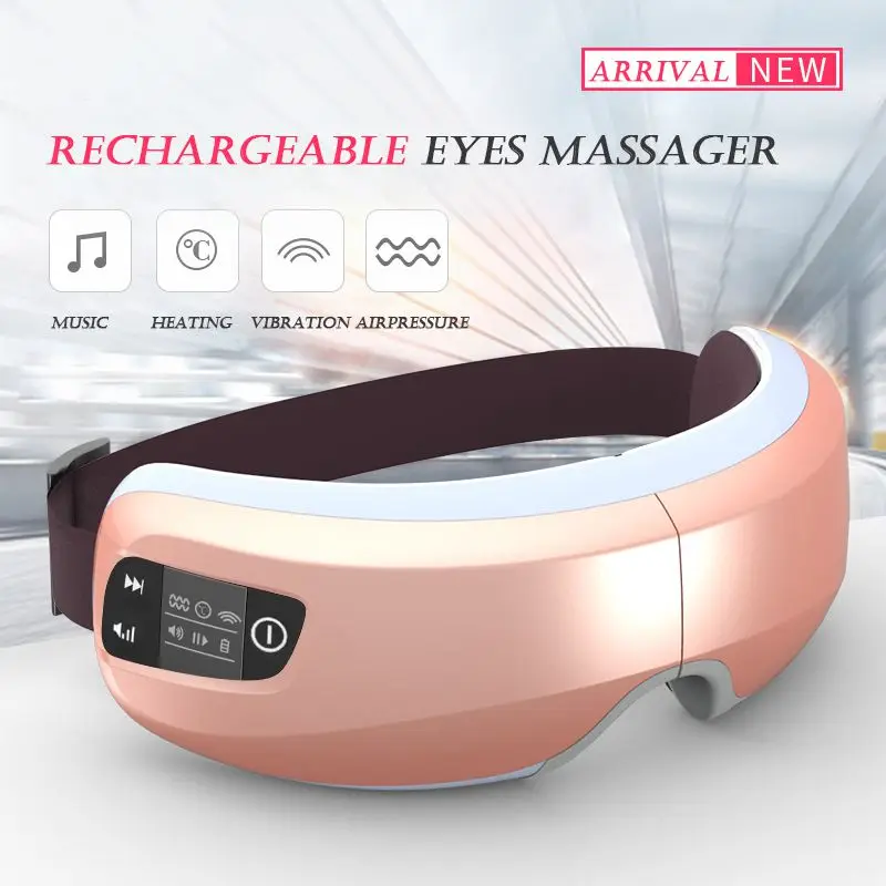 Аккумуляторный электрический массажер для глаз с воздушным давлением и с функцией MP3-проигрывателя - Цвет: Золотой