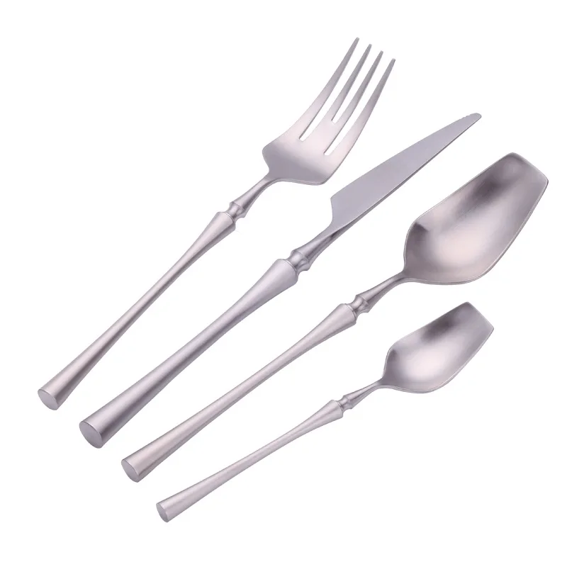 4pcs Dinnerware Set Western Portable Cutlery Set Stainless Steel Travel Silverware Luxury Handle Knife Fork Dinner Tableware Set