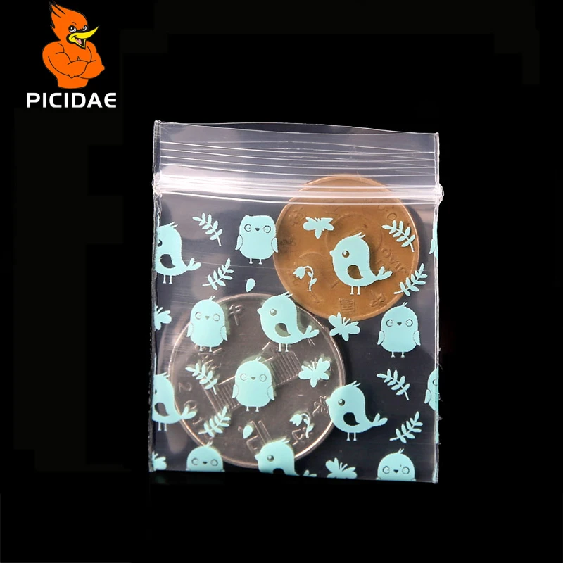 Синяя птица Отпечатано Миниатюрный Zip Lock Ручка Пластиковый Пакет Мешок Еды