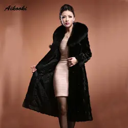 Aikooki Длинная Верхняя одежда Для женщин Мех животных high end Роскошные теплые зимние Для женщин Искусственный мех пальто норки Дизайн Толстая