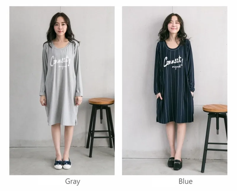 New Mommy Feeding Clothes Parent-child Clothing Maternity Cotton Striped Dresses Breastfeeding Long Sleeve Dress Baby& Mom Wear03