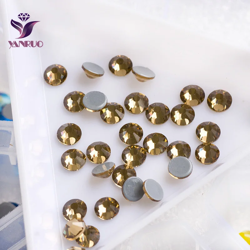 

YANRUO Light Colorado Topaz Hot-Fix Strass Rhinestones Flatback Crystal Stones Rhinestone for Crystals Glass