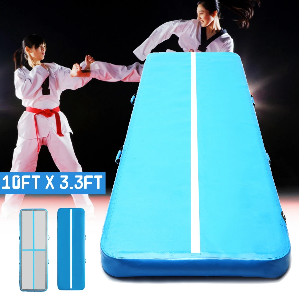 

Gofun AirTrack Gofun 100*300*10cm Air Tumbling Track Mat Gymnastics Exercise Pad Inflatable Gym Training Mats Balance Beam