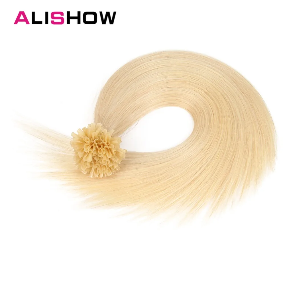 Alishow 50 г Remy натуральные волосы Nail U Tip Наращивание волос прямые предварительно скрепленные волосы на кератиновых капсулах #2 темно-г