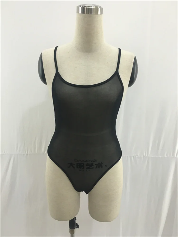 2019 Sexy Bodysuit Women Transparent Mesh Bodysuit Rompers Clubwear Solid Casual Basic Strap Summer Bodycon Jumpsuit Overalls