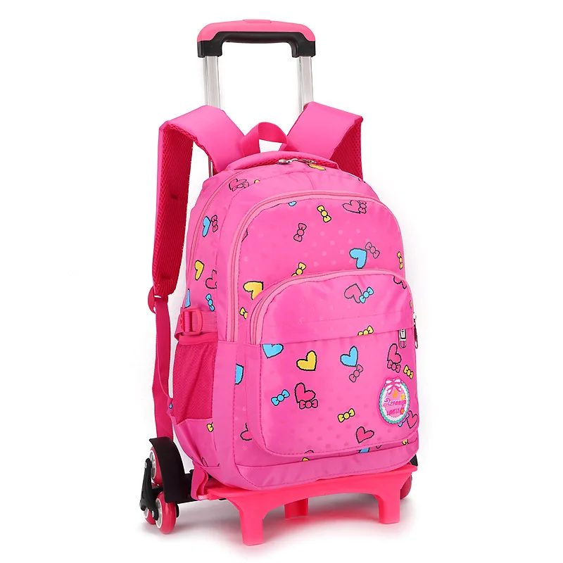 Children Trolley Backpack School Bags Grils Wheeled Bag Student