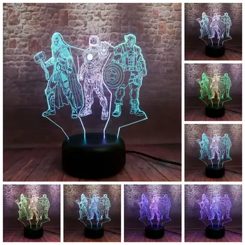 

Marvel Thor Figure Model 3D Nightlight LED 7 Mixed Colors Change Light Avengers Endgame Iron Man Captain America Figuras Toys