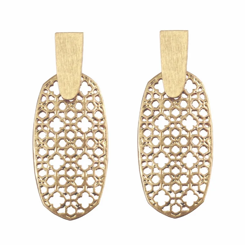 

ZWPON 2019 Brand Designer Gold Filigree Oval Earrings for Women Trendy Modern Summer KS Statement Earrings Jewelry Wholesale