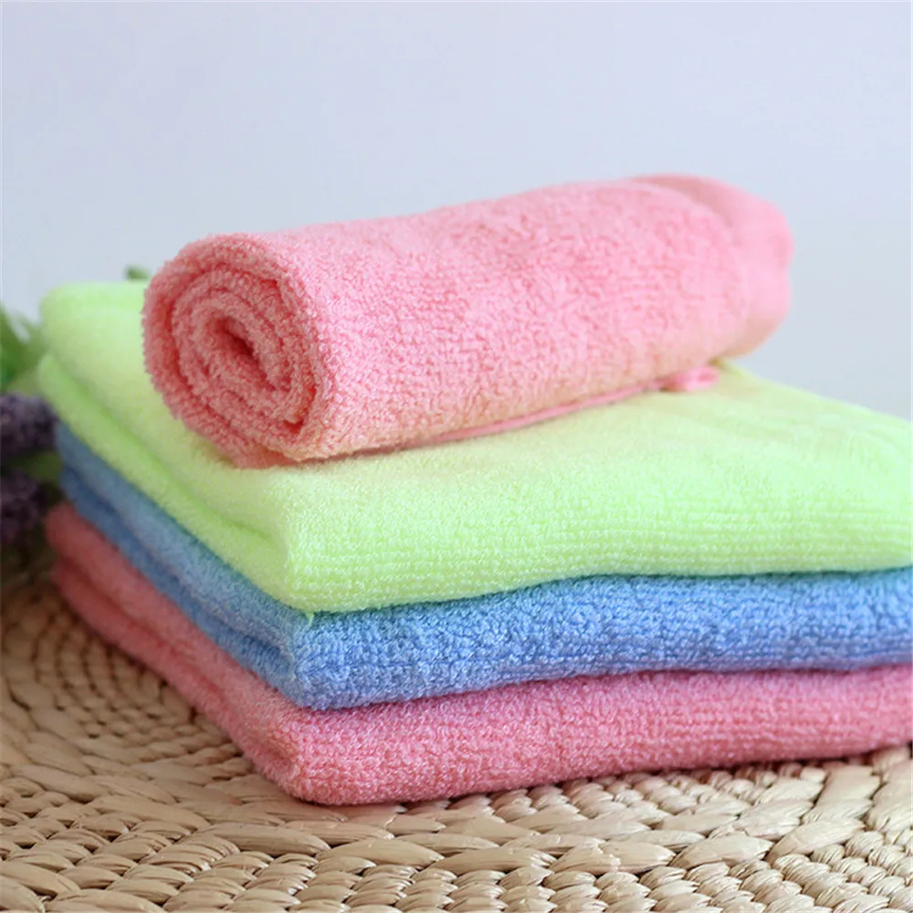5PCS Soft Towel Home Textile 25*25cm Bamboo Fiber Solid Color Soft Towel Kitchen water