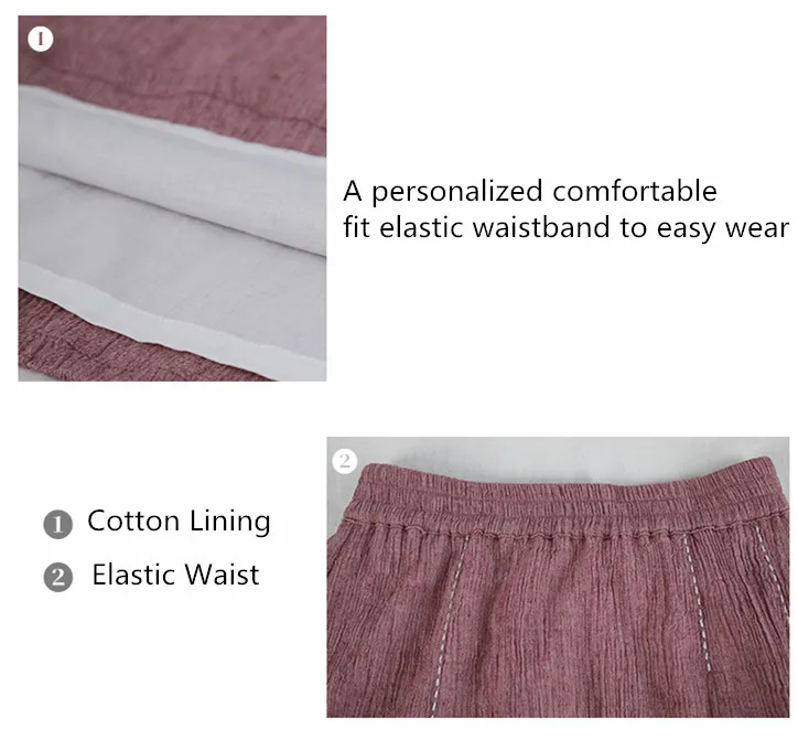 LZJN Women High Elastic Waist A-Line Solid Spring Summer Casual Long Skirts Vintage Female Cotton Linen Midi Skirt  (15)