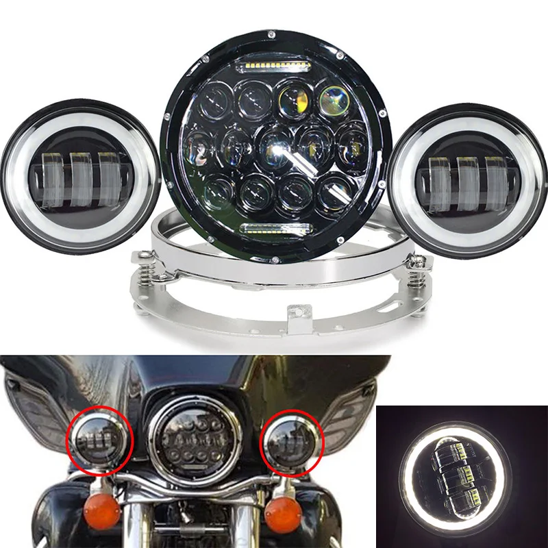 7'' Harley LED Headlight Daytime Running lights and 4.5'' fog light