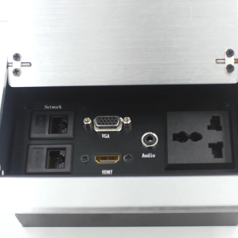 JOHO настольная розетка электрическая розетка для передачи данных VGA HDMI аудио порт настольная розетка алюминиевая черная серебристая Панель штепсельная вилка европейского стандарта тип крышки