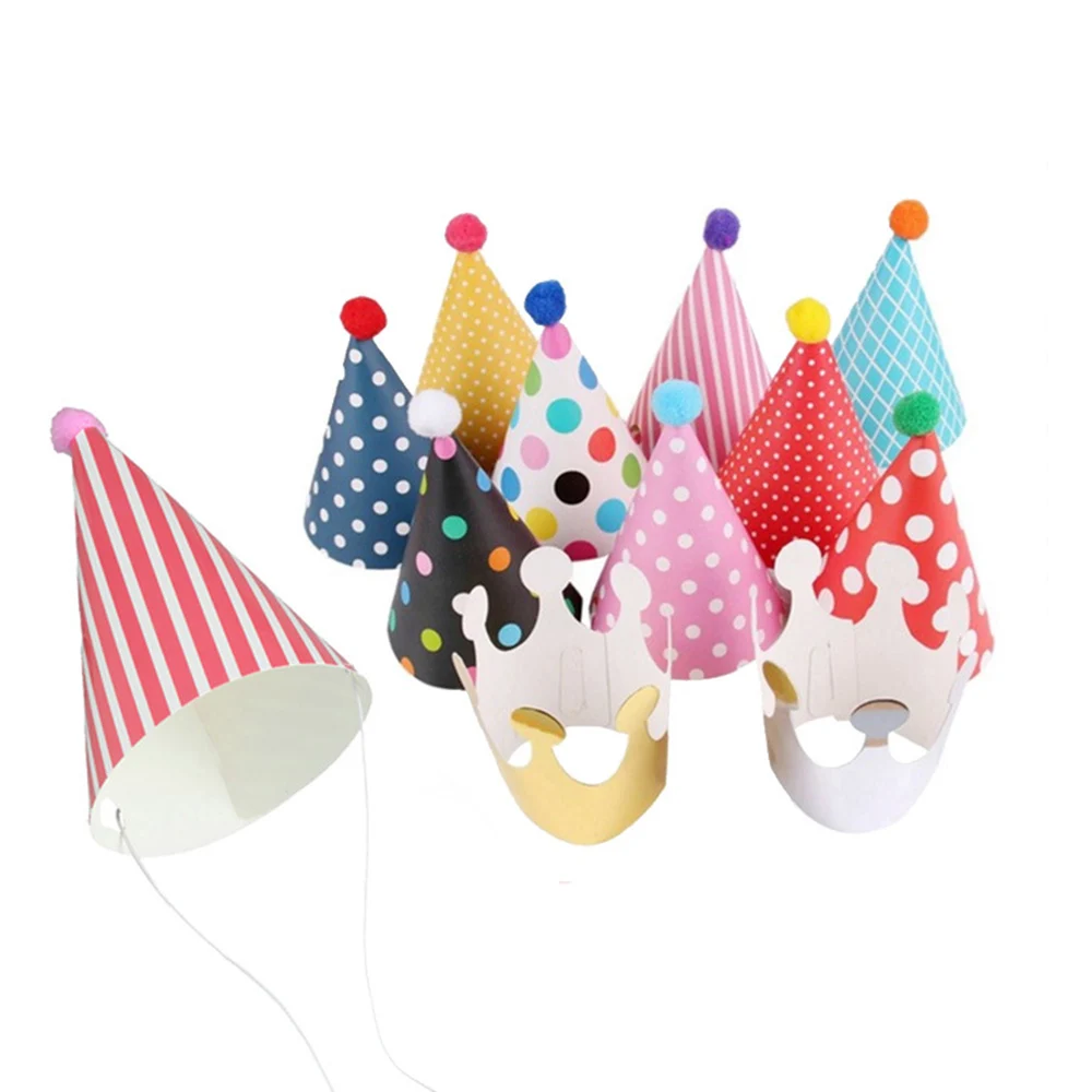 11 штук счастливые шляпы для вечеринки по случаю Дня Рождения DIY горошек милые шапочки ручной работы Корона душ украшения для малышей мальчик девочка дети подарки на день рождения