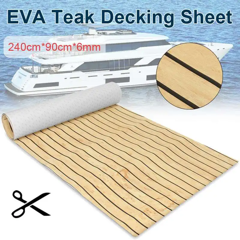 

Audew Self-Adhesive 900x2400x6mm Brown Foam Teak Decking EVA Foam Marine Flooring Faux Boat Decking Sheet Accessories Marine