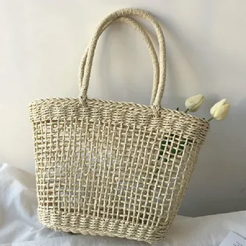 

Women Summer Beach Hawaii Holiday Straw Handbag Rattan Woven Wicker Basket Tote
