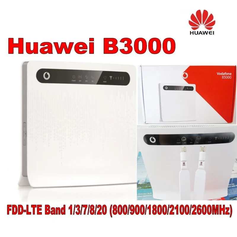  huawei vodafone B3000 4G WIFI Router unlocked 4G 150Mbps LTE CPE wireless gateway plus 2pcs antenna