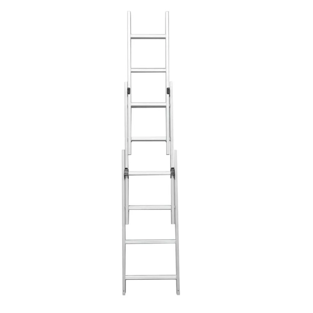 

Newest 3x4 116cm Length Aluminum Telescopic Ladder With Handrail Home Non Slipping Replacement Step Ladder Silver