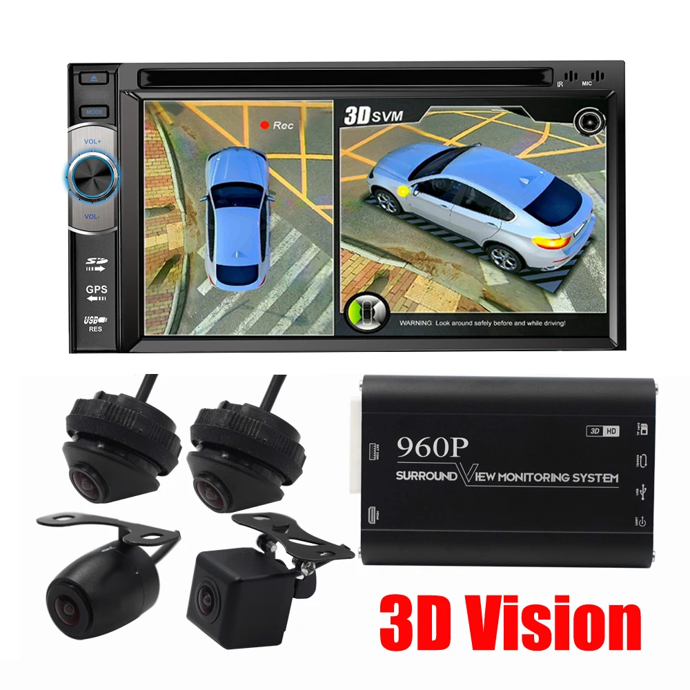 

Tekbow Car DVR Recorder Newest 3D 360 Degree HD Surround View Monitoring System Driving Bird View Panorama 4-CH 960P G-Sensor