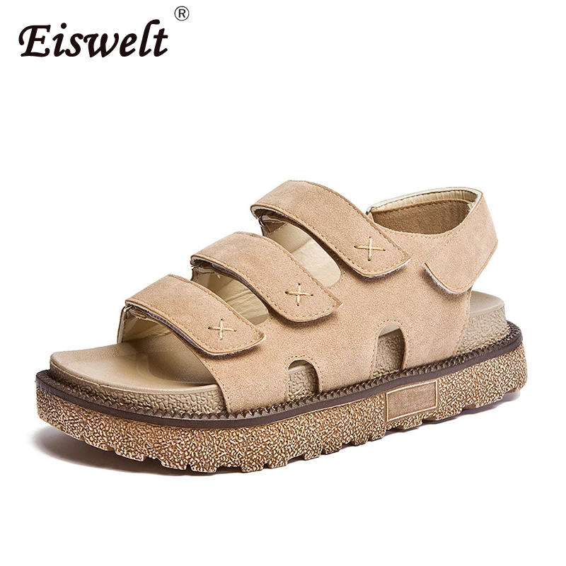 

EISWELT Women Sandals Female Summer Casual Solid Fashion Leisure Non-slip Female Shoes Buckle Casual Fashion Women's Sandals