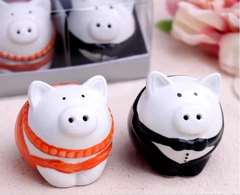 

Factory Fast Delivery 10set/lot Wedding Favor Dressed In Formal Attire Pretty Pigs Salt & Pepper Shakers (1set=2pcs) Wholesale