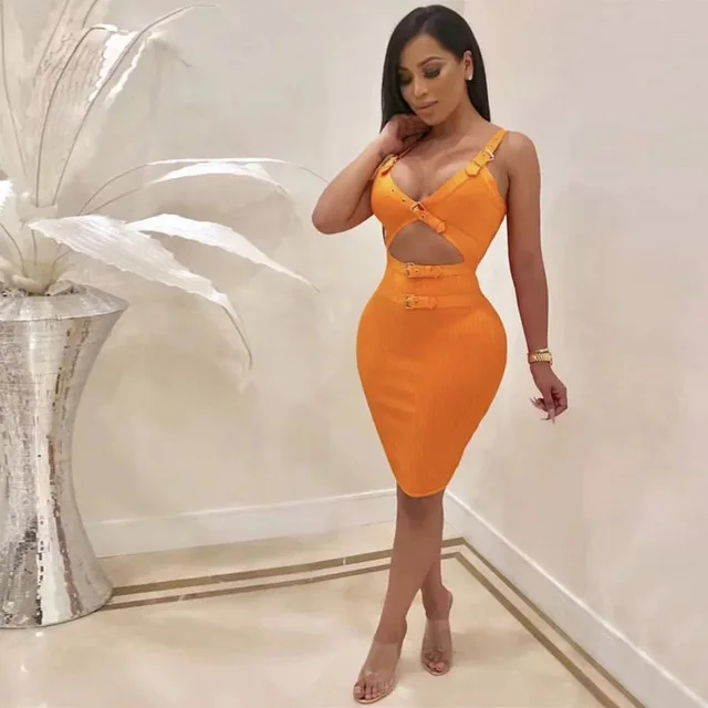 

CIEMIILI Hollow Out Sashes Backless Spaghetti Strap Above Knee Party Celebrity Bandage Women 2018 Dresses Bodycon Mini Vestidos