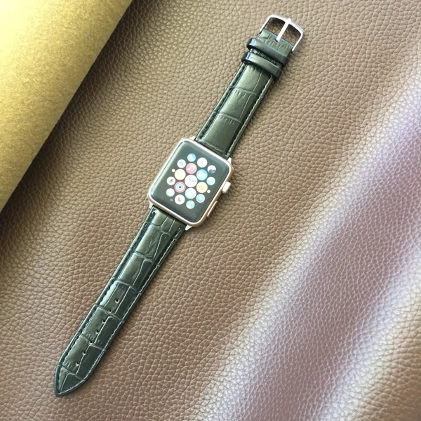 Популярная кожаная Петля для Apple Watch, ремешок 42 мм, 38 мм, 40 мм, 44 мм для iWatch, ремешок серии 1, 2, 3, 4, серия 5 - Цвет ремешка: crocodile-black