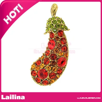 

Fashion 100pcs/lot 42mm Golden Eggplant Crystal Pin Brooch