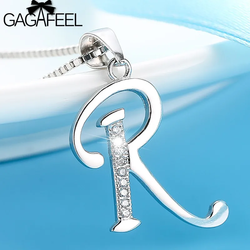 

GAGAFEEL Fashion Alphabet Letter Pendants for Women Lady Kids Real Pure 925 Sterling Silver Letters Pendant Bling CZ Gift