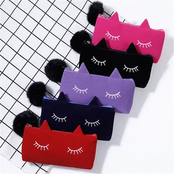 

1PC Cute Cartoon Cat Portable Zipper Cosmetic Bag Toiletry Storage Pouch Women Makeup Day Use Nesessery Cosmetic Small Bags Case