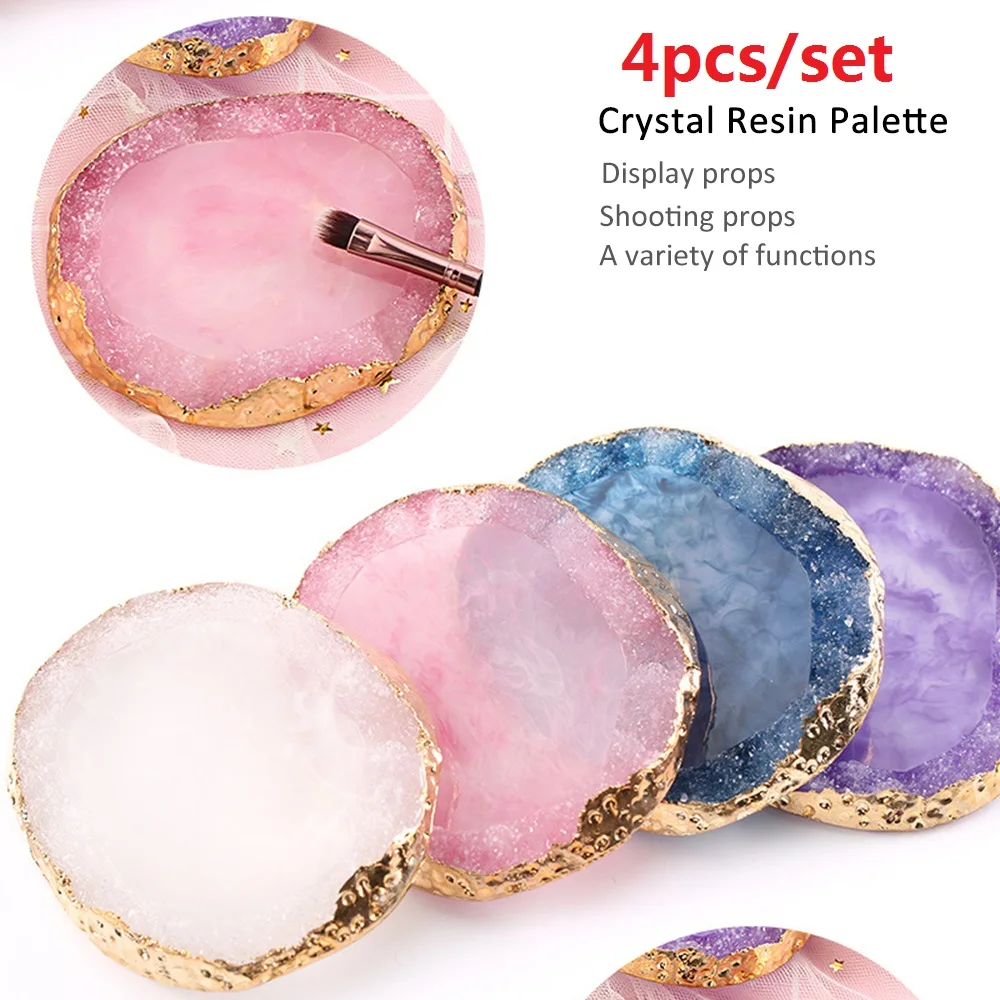 

4pcs/Set Natural Resin Agate Nail Display Palette Color Paint Holder Drawing Nail Art Color Mixing Palette Display Shelf Tool