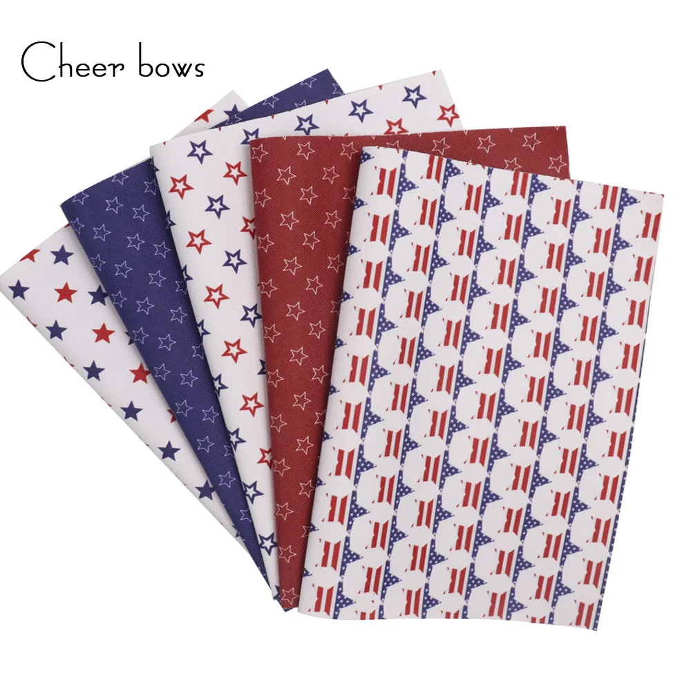 

Cheer bows 22*30cm Cartoon Star Printed Synthetic Leather Artificial Faux Leatheratte Fabric Home Textile DIY Hair Bows Material
