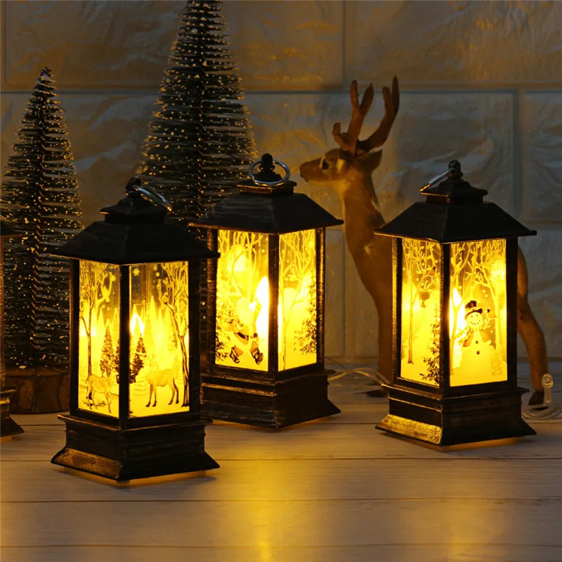 1PC Christmas Candle Holders Classic Lantern with LED Tea light Candle Holders Christmas Decorations For Home candelabra N06#F (2)