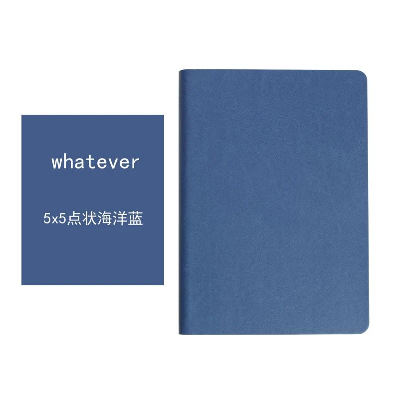 A5 Dotted Bullet Journal Kawaii Pink Leather Diary Blank Pages Sketchbook Notebook for School Office Notepad Customize Logo D40 - Цвет: deep blue