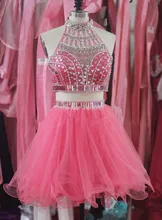 Vestidos Coctel 2016 Elegante Cocktailkleid Blingbling Party Kleid Neckholder schulterfrei Robe de Cocktail vestido de festa