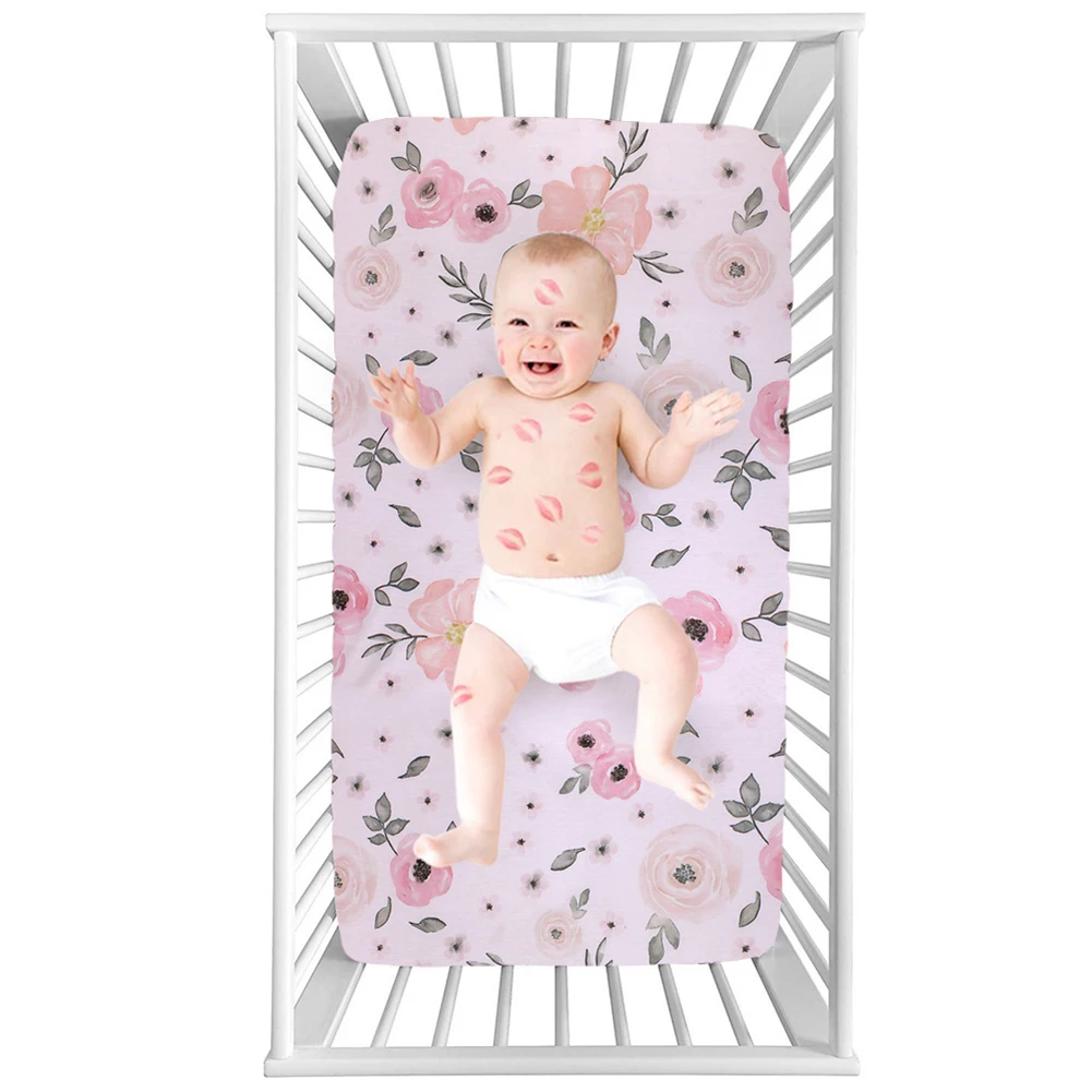 Summer Newborn Baby Bed Crib Sheet Mattress Cover 100% Cotton Crib Fitted Sheet Soft Baby Bed Mattress Cover Protector Cartoon