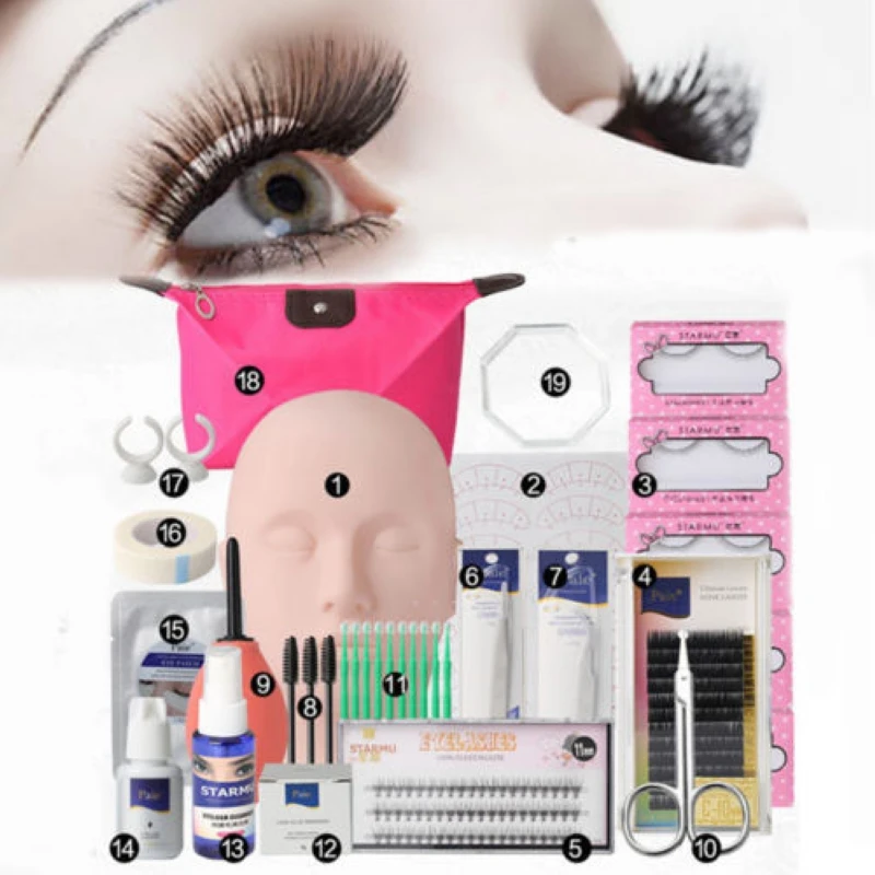 Shellhard 19pcs/set Mannequin Makeup Training Kit High Quality Fake Eyelashes Extension Practice Kits Tool Shellhard 19pcs/set Mannequin Makeup Training Kit High Quality Fake Eyelashes Extension Practice Kits Tool