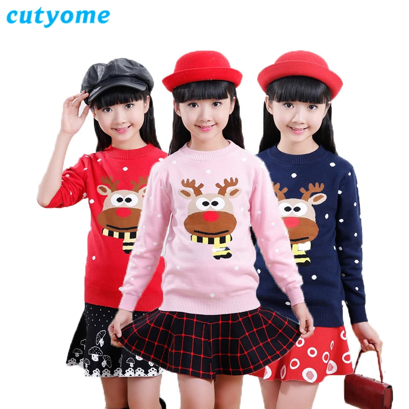 Moniery Christmas Deer Knit Sweater Pullover for Teens Girls