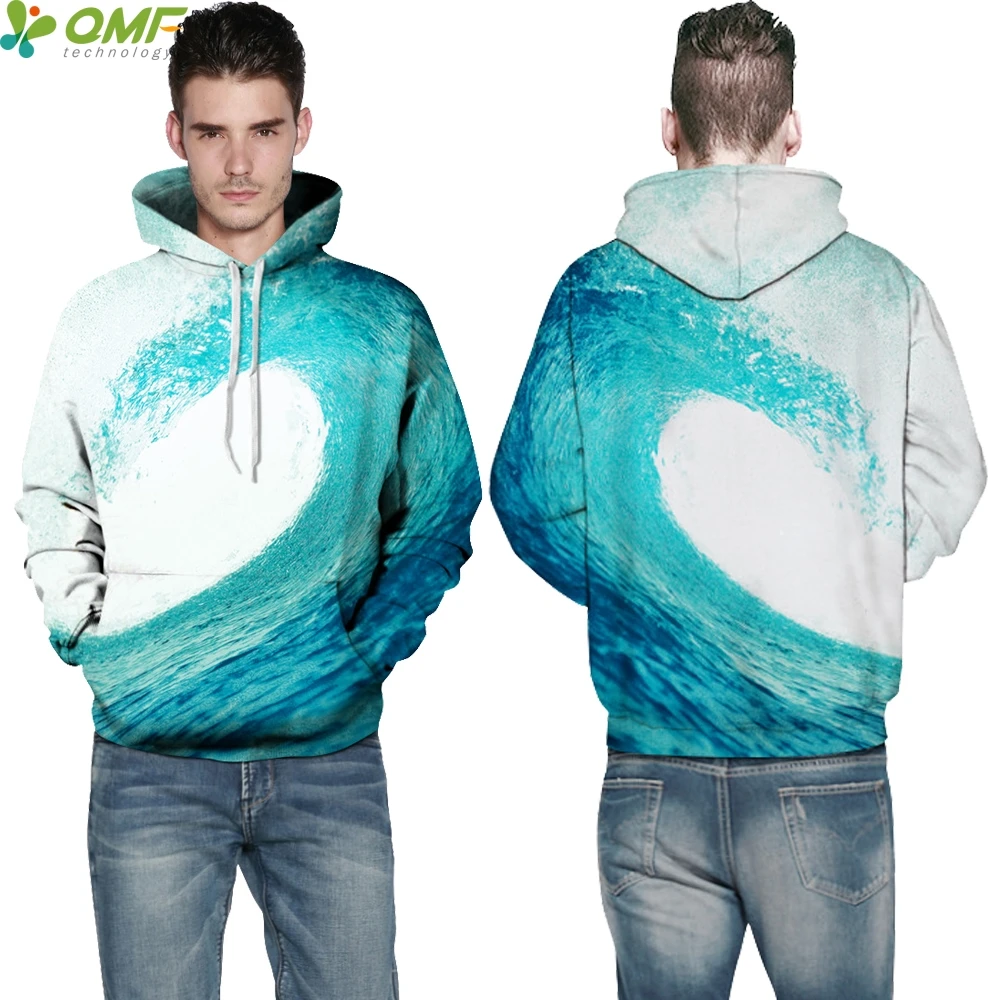 3d Beach Surfing Sea Wave Print Sweatshirts Men Streetwear